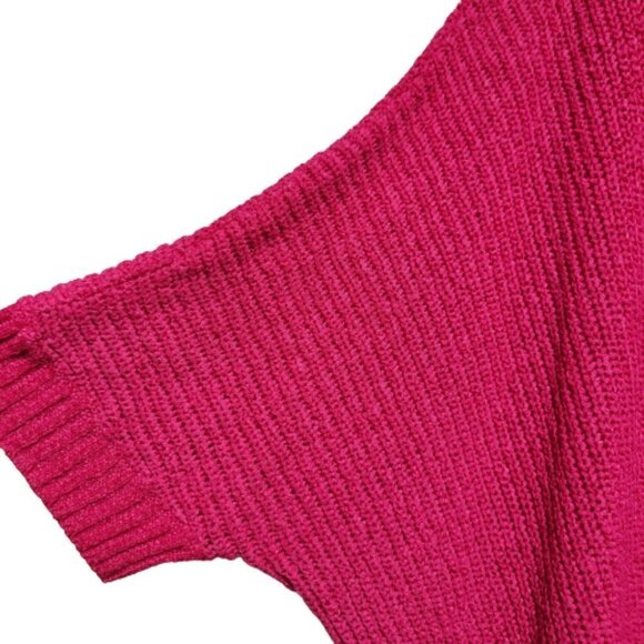 Pink  Soft Feel Sweater Poncho Shrug Short Sleeve Top - Picture 3 of 12